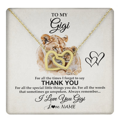 Interlocking Hearts Necklace 18K Yellow Gold Finish | 1 | Personalized To My Gigi Necklace From Granddaughter GrandsonThank You Lion Gigi Gift For Mothers Day Birthday Gift Christmas For Gigi Gift Box Message Card | teecentury