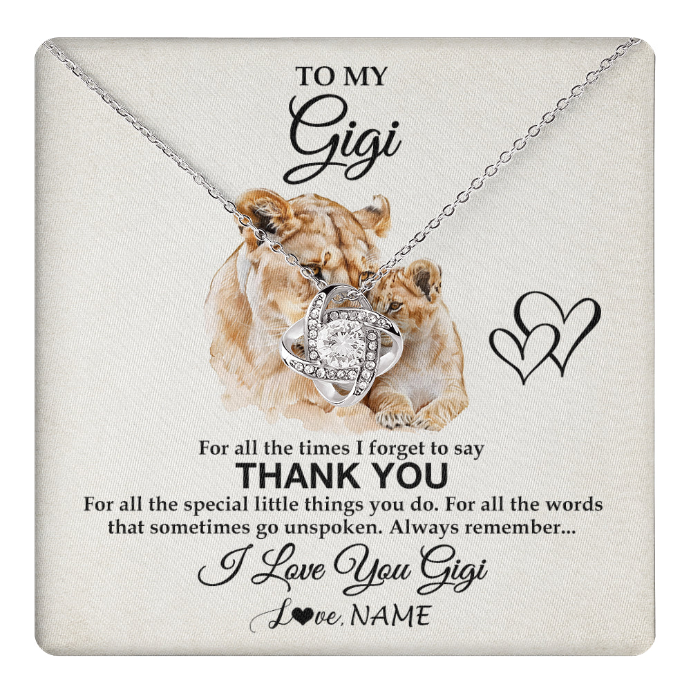 Love Knot Necklace 14K White Gold Finish | 1 | Personalized To My Gigi Necklace From Granddaughter GrandsonThank You Lion Gigi Gift For Mothers Day Birthday Gift Christmas For Gigi Gift Box Message Card | teecentury