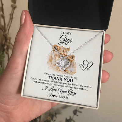 Love Knot Necklace 14K White Gold Finish | 2 | Personalized To My Gigi Necklace From Granddaughter GrandsonThank You Lion Gigi Gift For Mothers Day Birthday Gift Christmas For Gigi Gift Box Message Card | teecentury