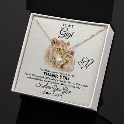 Love Knot Necklace 18K Yellow Gold Finish | 2 | Personalized To My Gigi Necklace From Granddaughter GrandsonThank You Lion Gigi Gift For Mothers Day Birthday Gift Christmas For Gigi Gift Box Message Card | teecentury