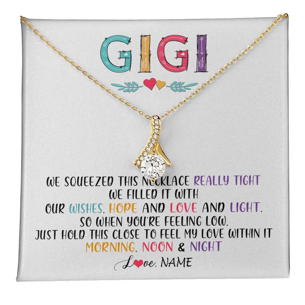 Alluring Beauty Necklace 18K Yellow Gold Finish | 1 | Personalized To My Gigi Necklace From Grandkids Granddaughter We Squeezed This Necklace Gigi Birthday Mothers Day Christmas Customized Gift Box Message Card | teecentury
