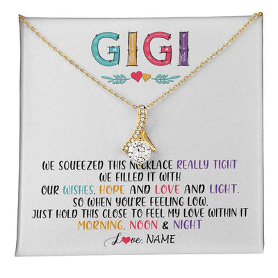Alluring Beauty Necklace 18K Yellow Gold Finish | 1 | Personalized To My Gigi Necklace From Grandkids Granddaughter We Squeezed This Necklace Gigi Birthday Mothers Day Christmas Customized Gift Box Message Card | teecentury