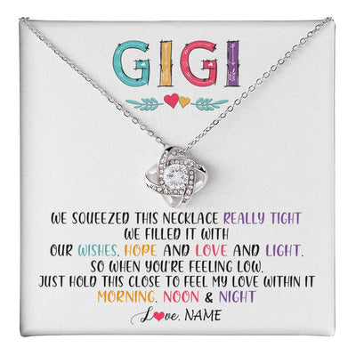 Love Knot Necklace 14K White Gold Finish | 1 | Personalized To My Gigi Necklace From Grandkids Granddaughter We Squeezed This Necklace Gigi Birthday Mothers Day Christmas Customized Gift Box Message Card | teecentury