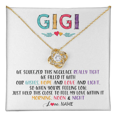 Love Knot Necklace 18K Yellow Gold Finish | 1 | Personalized To My Gigi Necklace From Grandkids Granddaughter We Squeezed This Necklace Gigi Birthday Mothers Day Christmas Customized Gift Box Message Card | teecentury
