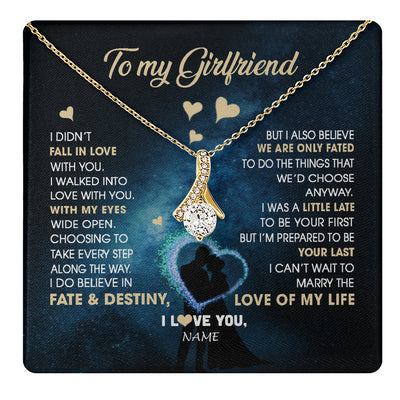 Alluring Beauty Necklace 18K Yellow Gold Finish | 1 | Personalized To My Girlfriend Necklace Fall In Love With You Future Wife Birthday Anniversary Valentines Day Christmas Customized Gift Box Message Card | teecentury