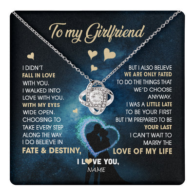 Love Knot Necklace 14K White Gold Finish | 1 | Personalized To My Girlfriend Necklace Fall In Love With You Future Wife Birthday Anniversary Valentines Day Christmas Customized Gift Box Message Card | teecentury