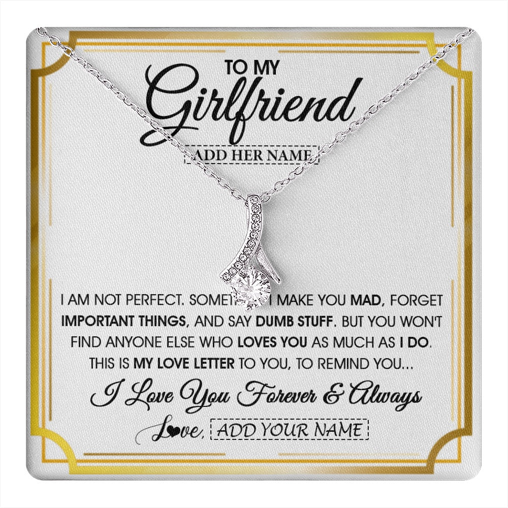 Alluring Beauty Necklace 14K White Gold Finish | 1 | Personalized To My Girlfriend Necklace For Women Love Letter Romatic Gifts For Her Girlfriend Gift From Boyfriend Valentines Custom Gift Box Message Card | https://teecentury.