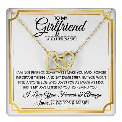 Interlocking Hearts Necklace 18K Yellow Gold Finish | 1 | Personalized To My Girlfriend Necklace For Women Love Letter Romatic Gifts For Her Girlfriend Gift From Boyfriend Valentines Custom Gift Box Message Card | https://teecentury.