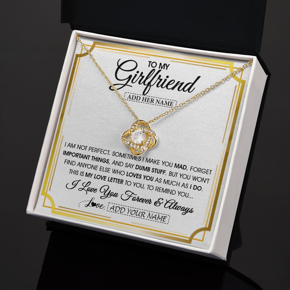 Love Knot Necklace 18K Yellow Gold Finish | 2 | Personalized To My Girlfriend Necklace For Women Love Letter Romatic Gifts For Her Girlfriend Gift From Boyfriend Valentines Custom Gift Box Message Card | https://teecentury.