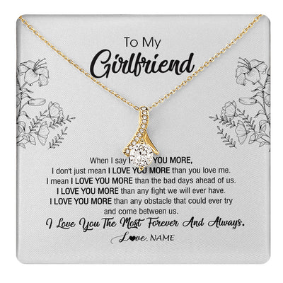 Alluring Beauty Necklace 18K Yellow Gold Finish | 1 | Personalized To My Girlfriend Necklace From Boyfriend I Love You More Girlfriend Birthday Anniversary Wedding Valentines Day Christmas Customized Message Card | teecentury