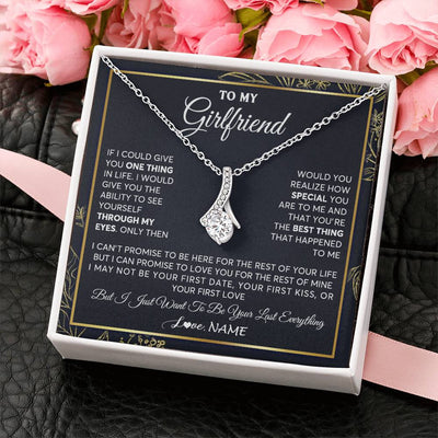 Alluring Beauty Necklace 14K White Gold Finish | 2 | Personalized To My Girlfriend Necklace From Boyfriend You Are The Best Thing Girlfriend Birthday Anniversary Valentines Day Customized Gift Box Message Card | teecentury