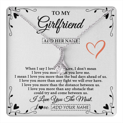 Alluring Beauty Necklace 14K White Gold Finish | 1 | Personalized To My Girlfriend Necklace Gift For Her I Love You More Than Anything Pendant Love Girlfriend Birthday Gifts Christmas Gift Box Message Card | https://teecentury.