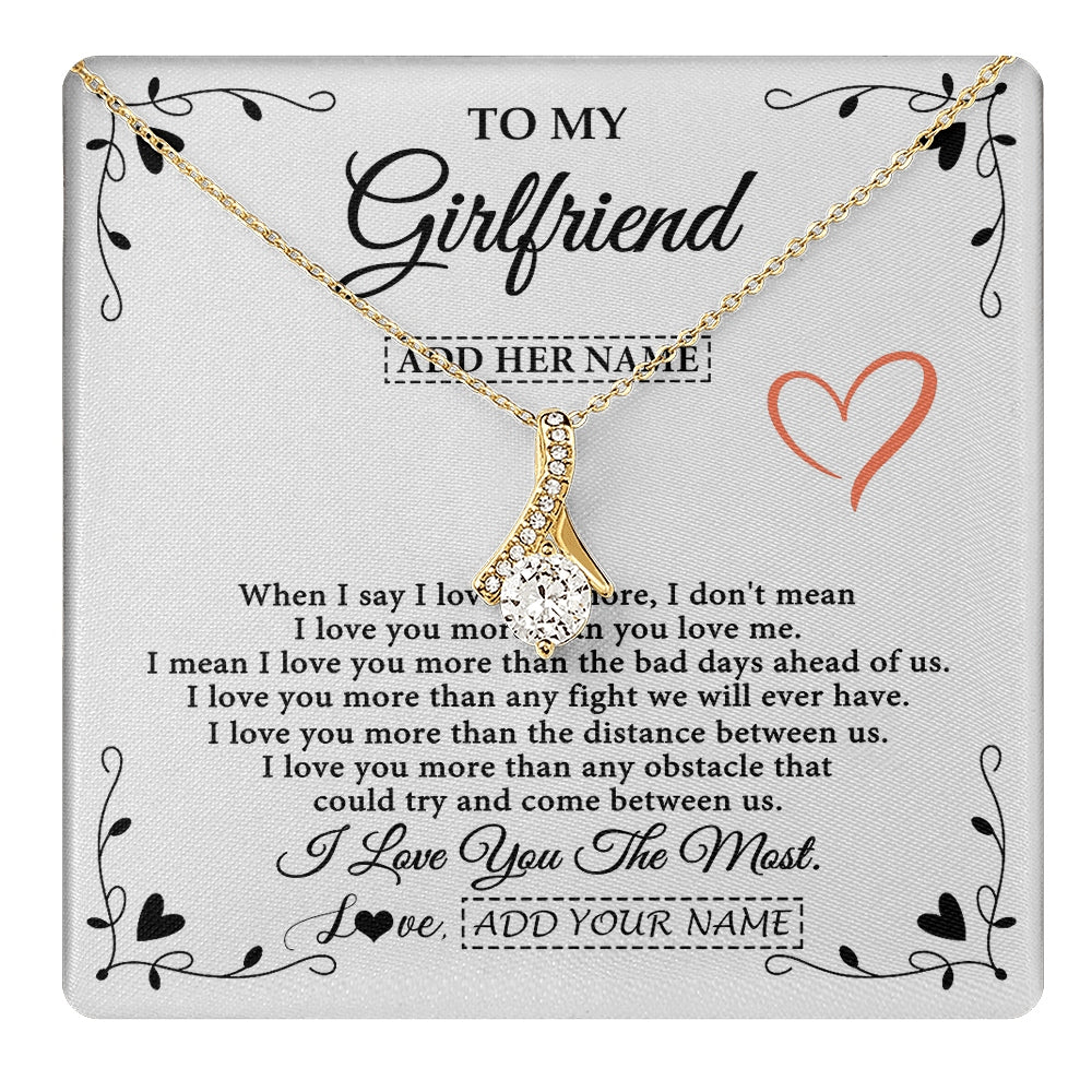 Alluring Beauty Necklace 18K Yellow Gold Finish | 1 | Personalized To My Girlfriend Necklace Gift For Her I Love You More Than Anything Pendant Love Girlfriend Birthday Gifts Christmas Gift Box Message Card | https://teecentury.