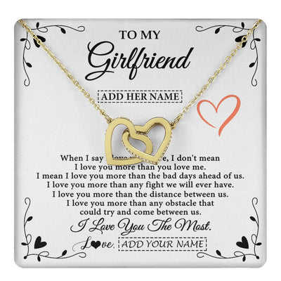 Interlocking Hearts Necklace 18K Yellow Gold Finish | 1 | Personalized To My Girlfriend Necklace Gift For Her I Love You More Than Anything Pendant Love Girlfriend Birthday Gifts Christmas Gift Box Message Card | https://teecentury.