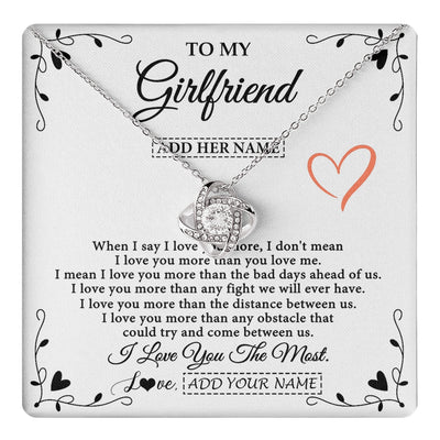 Love Knot Necklace 14K White Gold Finish | 1 | Personalized To My Girlfriend Necklace Gift For Her I Love You More Than Anything Pendant Love Girlfriend Birthday Gifts Christmas Gift Box Message Card | https://teecentury.
