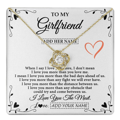 Love Knot Necklace 18K Yellow Gold Finish | 1 | Personalized To My Girlfriend Necklace Gift For Her I Love You More Than Anything Pendant Love Girlfriend Birthday Gifts Christmas Gift Box Message Card | https://teecentury.