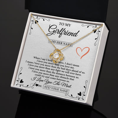Love Knot Necklace 18K Yellow Gold Finish | 2 | Personalized To My Girlfriend Necklace Gift For Her I Love You More Than Anything Pendant Love Girlfriend Birthday Gifts Christmas Gift Box Message Card | https://teecentury.