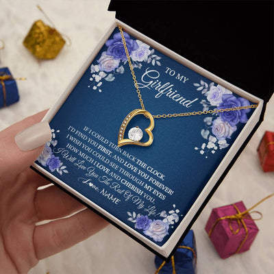 Forever Love Necklace 18K Yellow Gold Finish | 2 | Personalized To My Girlfriend Necklace Love You Forever Girlfriend Birthday Anniversary Valentines Day Christmas Jewelry Customized Gift Box Message Card | teecentury