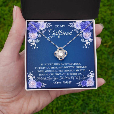 Love Knot Necklace 14K White Gold Finish | 2 | Personalized To My Girlfriend Necklace Love You Forever Girlfriend Birthday Anniversary Valentines Day Christmas Jewelry Customized Gift Box Message Card | teecentury