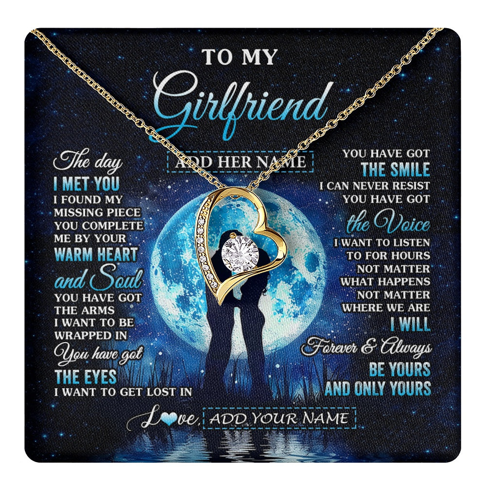 Forever Love Necklace 18K Yellow Gold Finish | 1 | Personalized To My Girlfriend Necklace The Day I Met You Girlfriend Birthday Gifts Romantic Valentines Day For Her Christmas Custom Gift Box Message Card | teecentury.myshopify