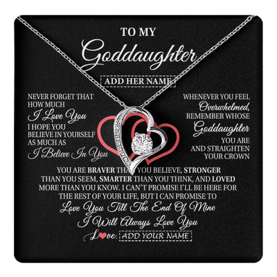 Forever Love Necklace 14K White Gold Finish | 1 | Personalized To My Goddaughter Birthday Gifts From Godmother Uncle Always Love You Goddaughter Gifts Necklace Jewelry Christmas Custom Gift Box Message Card | teecentury.myshopify
