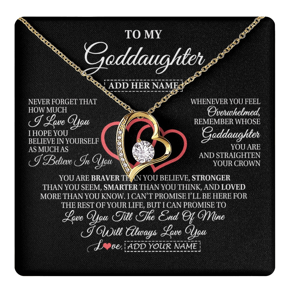 Forever Love Necklace 18K Yellow Gold Finish | 1 | Personalized To My Goddaughter Birthday Gifts From Godmother Uncle Always Love You Goddaughter Gifts Necklace Jewelry Christmas Custom Gift Box Message Card | teecentury.myshopify