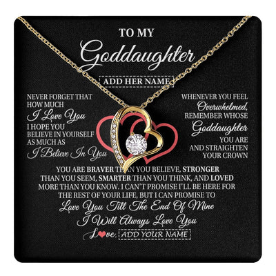 Forever Love Necklace 18K Yellow Gold Finish | 1 | Personalized To My Goddaughter Birthday Gifts From Godmother Uncle Always Love You Goddaughter Gifts Necklace Jewelry Christmas Custom Gift Box Message Card | teecentury.myshopify