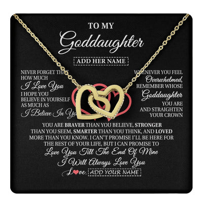 Interlocking Hearts Necklace 18K Yellow Gold Finish | 1 | Personalized To My Goddaughter Birthday Gifts From Godmother Uncle Always Love You Goddaughter Gifts Necklace Jewelry Christmas Custom Gift Box Message Card | teecentury.myshopify