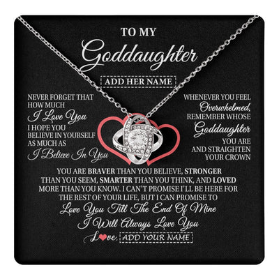 Love Knot Necklace 14K White Gold Finish | 1 | Personalized To My Goddaughter Birthday Gifts From Godmother Uncle Always Love You Goddaughter Gifts Necklace Jewelry Christmas Custom Gift Box Message Card | teecentury.myshopify