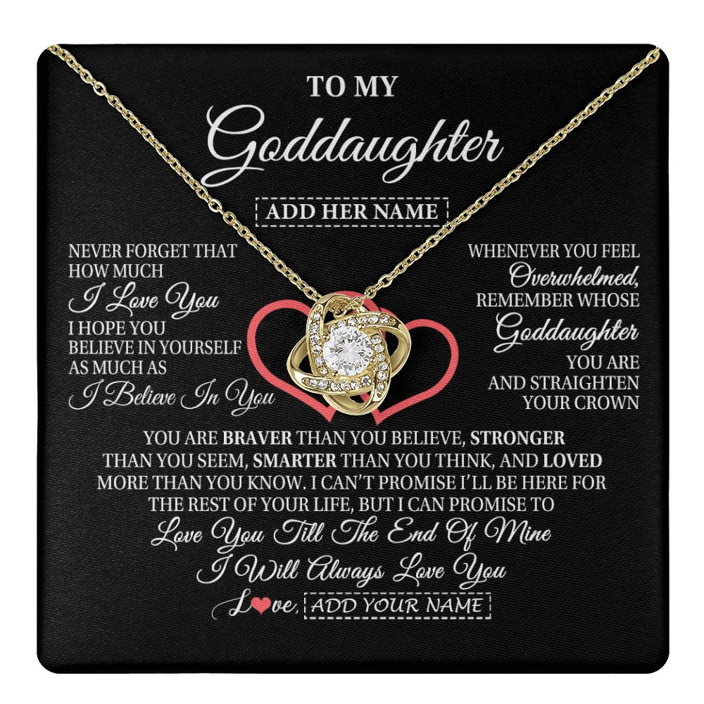Love Knot Necklace 18K Yellow Gold Finish | 1 | Personalized To My Goddaughter Birthday Gifts From Godmother Uncle Always Love You Goddaughter Gifts Necklace Jewelry Christmas Custom Gift Box Message Card | teecentury.myshopify