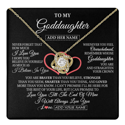 Love Knot Necklace 18K Yellow Gold Finish | 1 | Personalized To My Goddaughter Birthday Gifts From Godmother Uncle Always Love You Goddaughter Gifts Necklace Jewelry Christmas Custom Gift Box Message Card | teecentury.myshopify