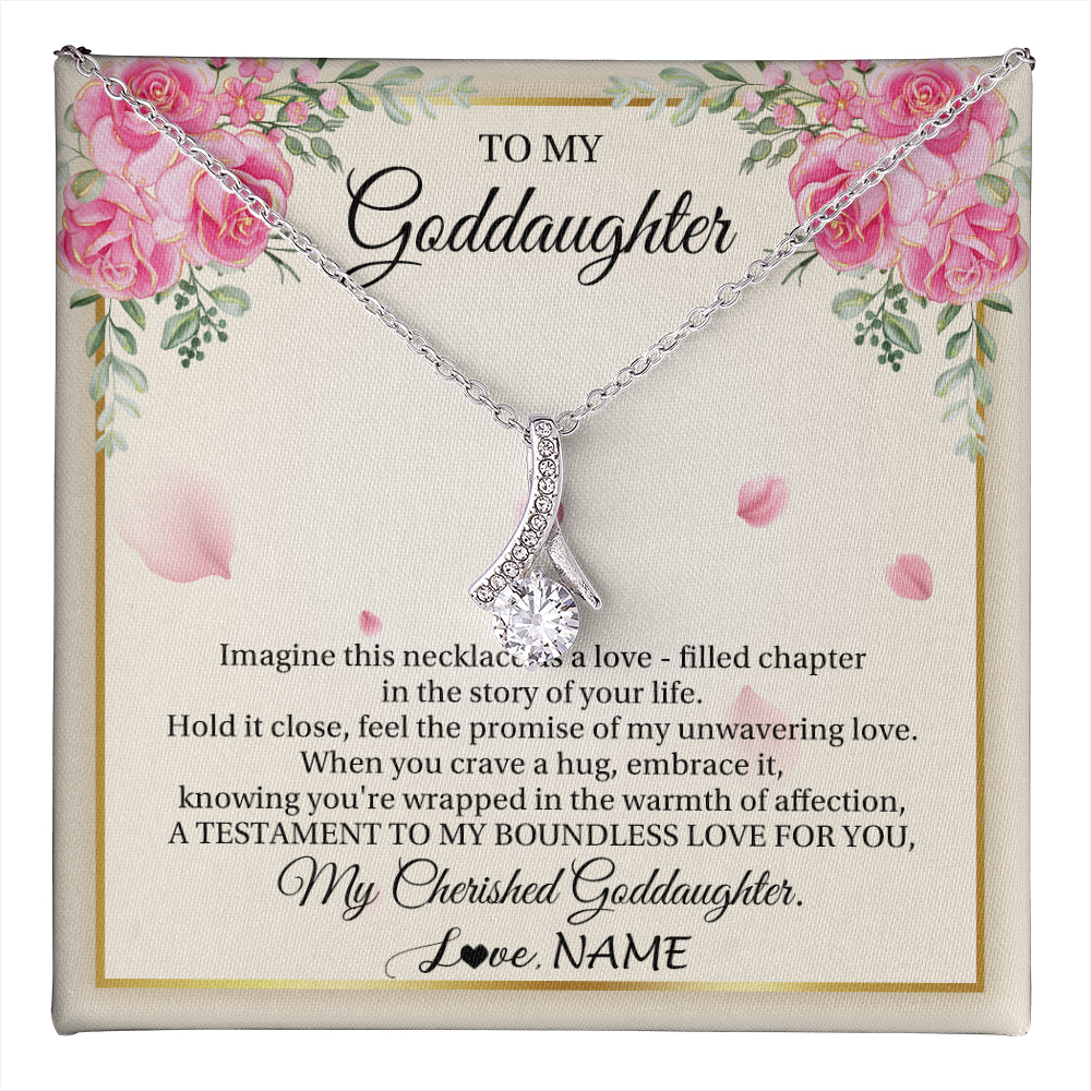 Alluring Beauty Necklace 14K White Gold Finish | 1 | Personalized To My Goddaughter From Aunt Imagine This Necklace As A Love Goddaughter Birthday Graduation Christmas Customized Gift Box Message Card | teecentury