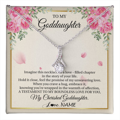 Alluring Beauty Necklace 14K White Gold Finish | 1 | Personalized To My Goddaughter From Aunt Imagine This Necklace As A Love Goddaughter Birthday Graduation Christmas Customized Gift Box Message Card | teecentury