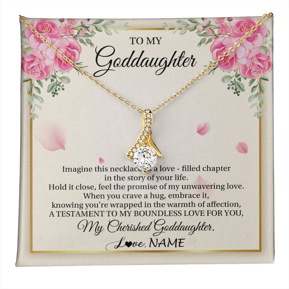 Alluring Beauty Necklace 18K Yellow Gold Finish | 1 | Personalized To My Goddaughter From Aunt Imagine This Necklace As A Love Goddaughter Birthday Graduation Christmas Customized Gift Box Message Card | teecentury