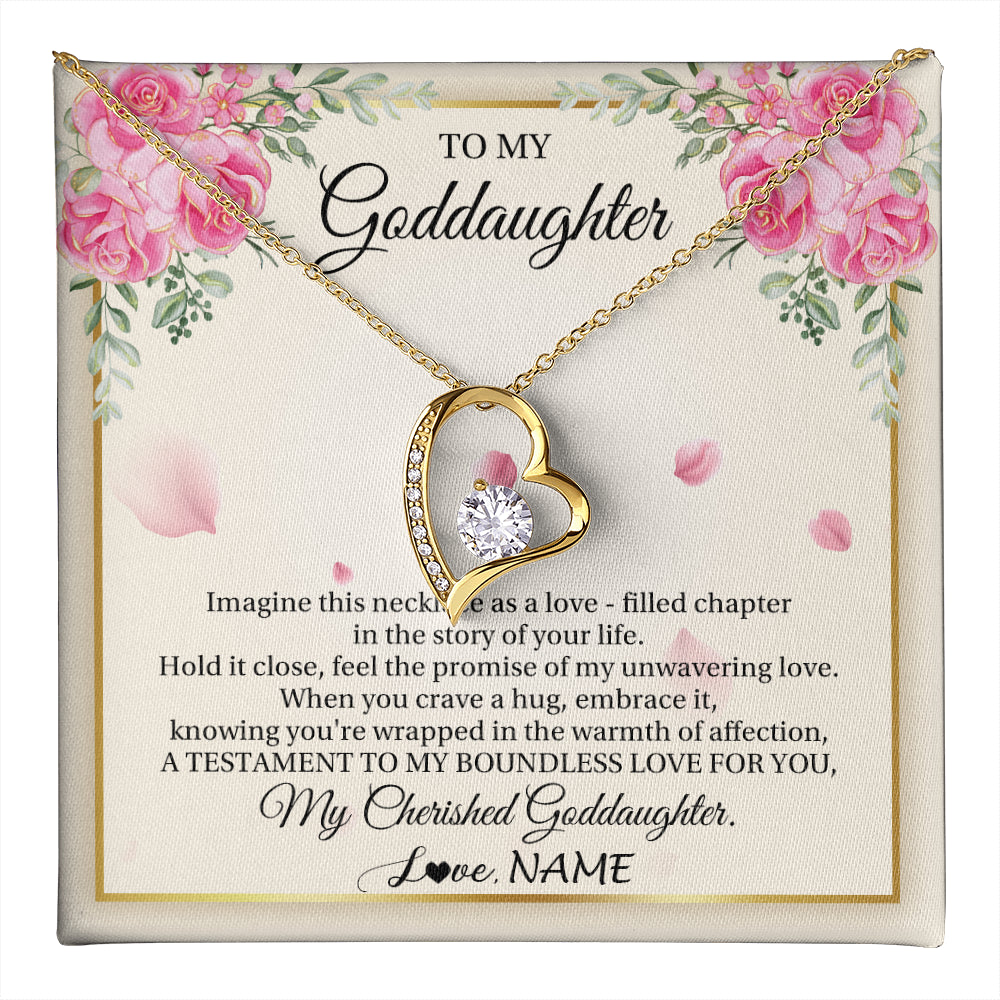 Forever Love Necklace 18K Yellow Gold Finish | 1 | Personalized To My Goddaughter From Aunt Imagine This Necklace As A Love Goddaughter Birthday Graduation Christmas Customized Gift Box Message Card | teecentury