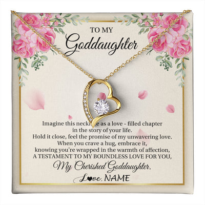 Forever Love Necklace 18K Yellow Gold Finish | 1 | Personalized To My Goddaughter From Aunt Imagine This Necklace As A Love Goddaughter Birthday Graduation Christmas Customized Gift Box Message Card | teecentury