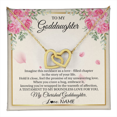 Interlocking Hearts Necklace 18K Yellow Gold Finish | 1 | Personalized To My Goddaughter From Aunt Imagine This Necklace As A Love Goddaughter Birthday Graduation Christmas Customized Gift Box Message Card | teecentury