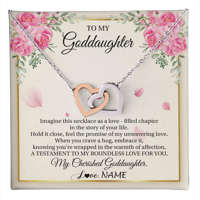 Interlocking Hearts Necklace Stainless Steel & Rose Gold Finish | 1 | Personalized To My Goddaughter From Aunt Imagine This Necklace As A Love Goddaughter Birthday Graduation Christmas Customized Gift Box Message Card | teecentury