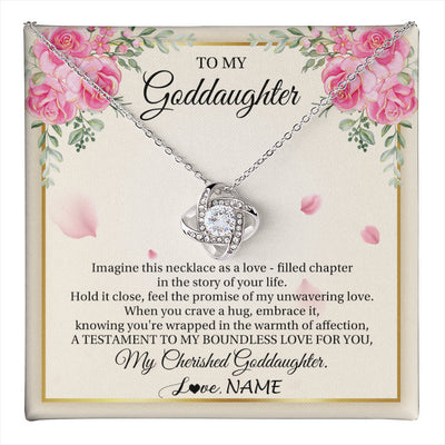 Love Knot Necklace 14K White Gold Finish | 1 | Personalized To My Goddaughter From Aunt Imagine This Necklace As A Love Goddaughter Birthday Graduation Christmas Customized Gift Box Message Card | teecentury