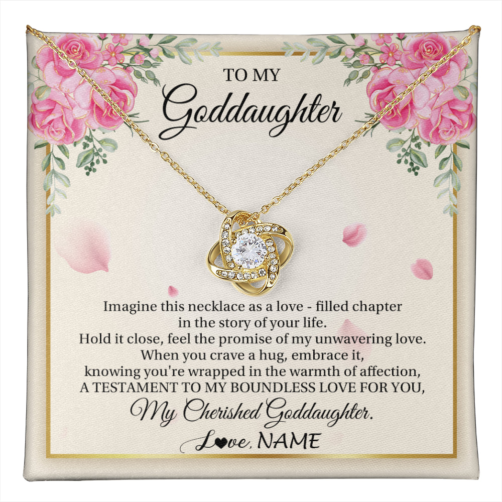 Love Knot Necklace 18K Yellow Gold Finish | 1 | Personalized To My Goddaughter From Aunt Imagine This Necklace As A Love Goddaughter Birthday Graduation Christmas Customized Gift Box Message Card | teecentury