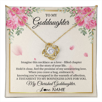 Love Knot Necklace 18K Yellow Gold Finish | 1 | Personalized To My Goddaughter From Aunt Imagine This Necklace As A Love Goddaughter Birthday Graduation Christmas Customized Gift Box Message Card | teecentury
