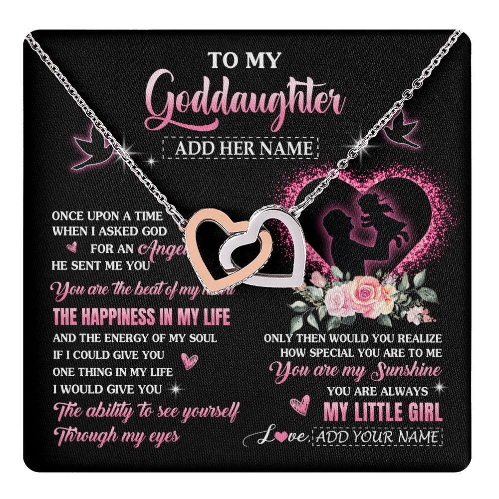 Interlocking Hearts Necklace Stainless Steel & Rose Gold Finish | 1 | Personalized To My Goddaughter From Godfather Necklace Once Upon A Time Birthday Graduation Gifts For Goddaughter Gifts Christmas Custom Gift Box Message Card | teecentury.myshopify