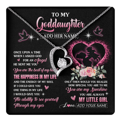 Forever Love Necklace 14K White Gold Finish | 1 | Personalized To My Goddaughter From Godmother Necklace Once Upon A Time Birthday Graduation Gifts For Goddaughter Gifts Christmas Custom Gift Box Message Card | teecentury.myshopify