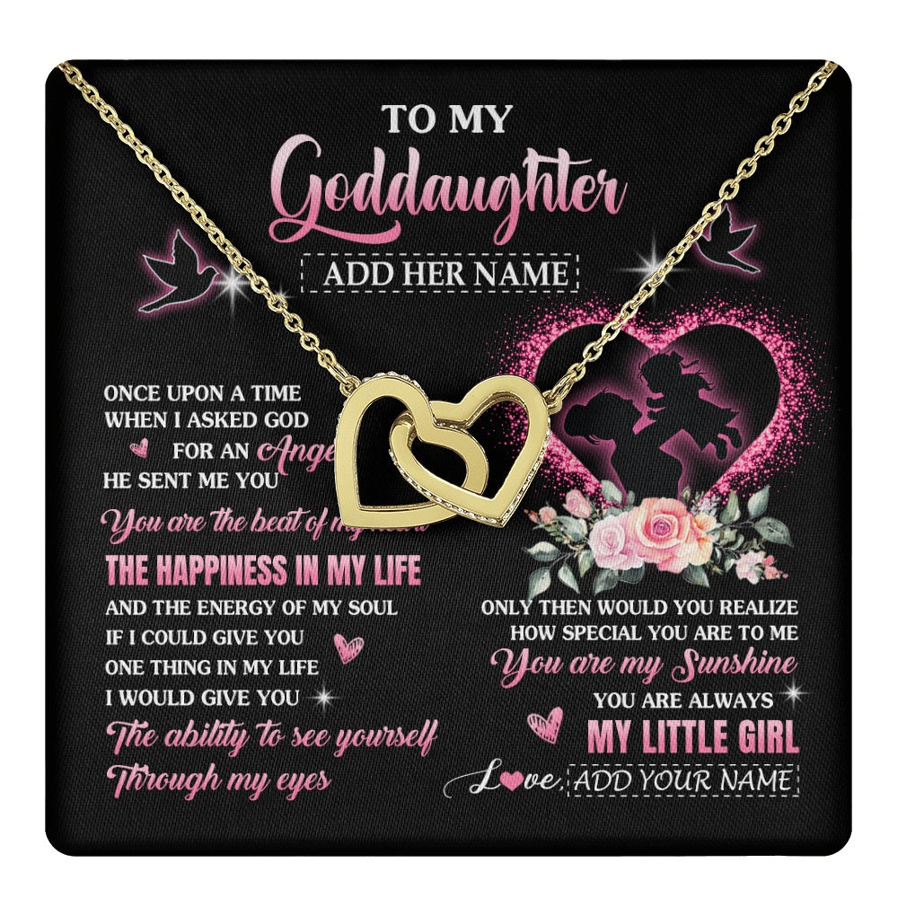 Interlocking Hearts Necklace 18K Yellow Gold Finish | 1 | Personalized To My Goddaughter From Godmother Necklace Once Upon A Time Birthday Graduation Gifts For Goddaughter Gifts Christmas Custom Gift Box Message Card | teecentury.myshopify