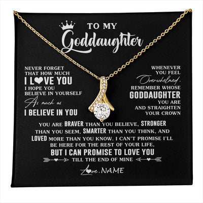 Alluring Beauty Necklace 18K Yellow Gold Finish | 1 | Personalized To My Goddaughter Gifs From Godmother Necklace How Much I Love You Goddaughter Birthday Graduation Christmas Customized Gift Box Message Card | teecentury