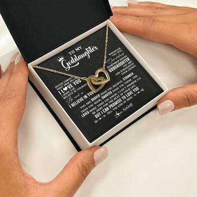 Interlocking Hearts Necklace 18K Yellow Gold Finish | 2 | Personalized To My Goddaughter Gifs From Godmother Necklace How Much I Love You Goddaughter Birthday Graduation Christmas Customized Gift Box Message Card | teecentury