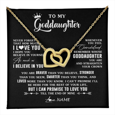 Interlocking Hearts Necklace 18K Yellow Gold Finish | 1 | Personalized To My Goddaughter Gifs From Godmother Necklace How Much I Love You Goddaughter Birthday Graduation Christmas Customized Gift Box Message Card | teecentury