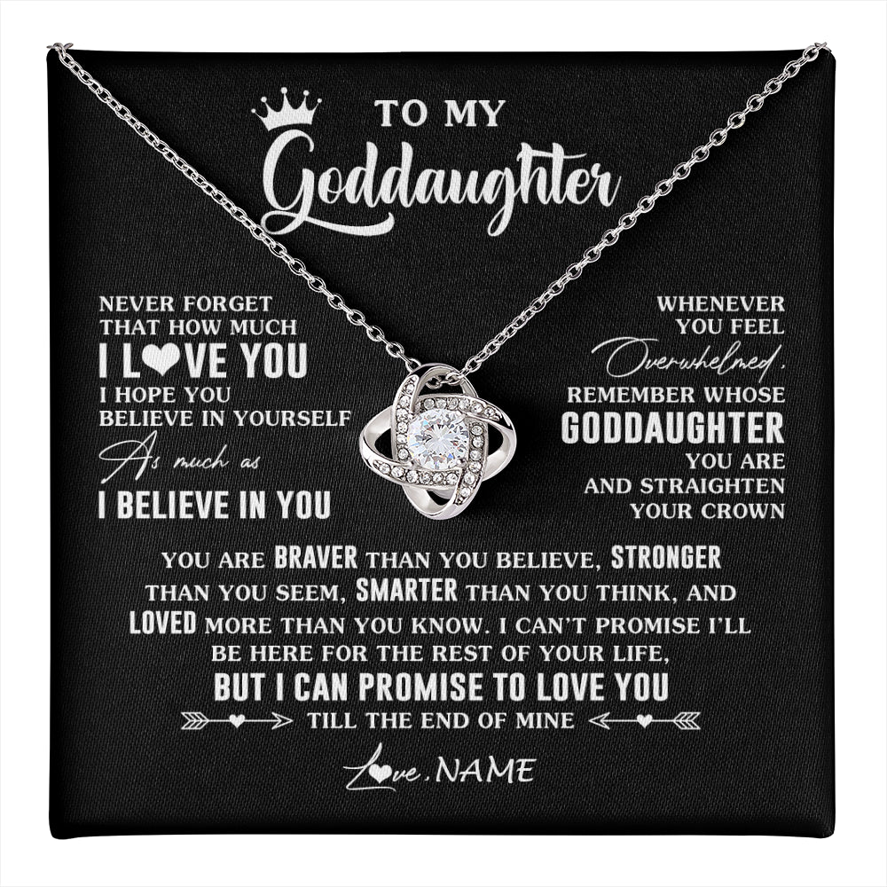 Love Knot Necklace 14K White Gold Finish | 1 | Personalized To My Goddaughter Gifs From Godmother Necklace How Much I Love You Goddaughter Birthday Graduation Christmas Customized Gift Box Message Card | teecentury
