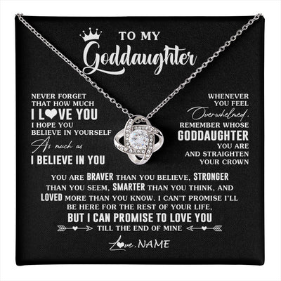 Love Knot Necklace 14K White Gold Finish | 1 | Personalized To My Goddaughter Gifs From Godmother Necklace How Much I Love You Goddaughter Birthday Graduation Christmas Customized Gift Box Message Card | teecentury