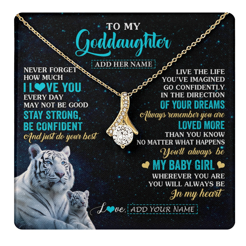 Alluring Beauty Necklace 18K Yellow Gold Finish | 1 | Personalized To My Goddaughter Gifts From Aunt Necklace White Tiger Never Forget How Much I Love You Goddaughter Birthday Christmas Gift Box Message Card | teecentury.myshopify
